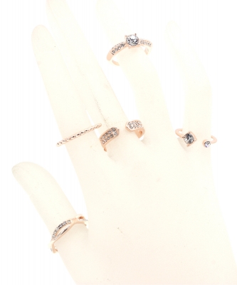 5Pcs  Rhinestone Ring Set  RZ300124 ROSEGOLD CL